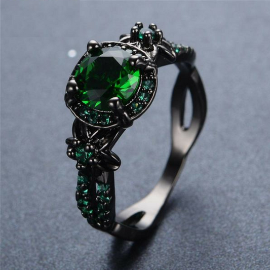 Black Gold Emerald Birthstone Ring