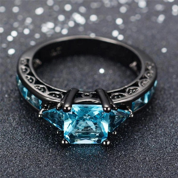 Black Gold Aquamarine Ring