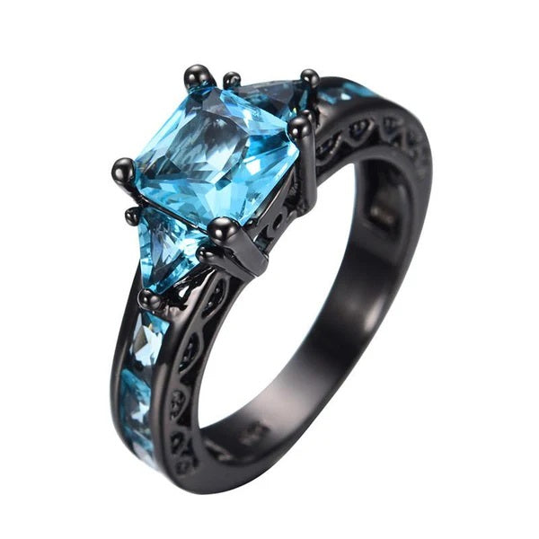 Black Gold Aquamarine Ring