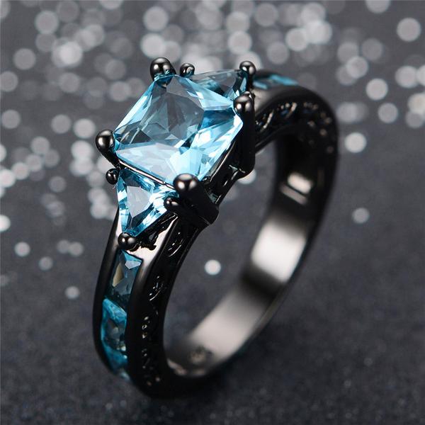 Black Gold Aquamarine Ring