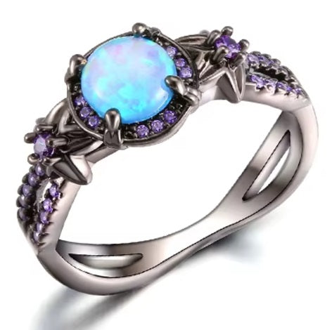 Black Gold Opal Birthstone Ring