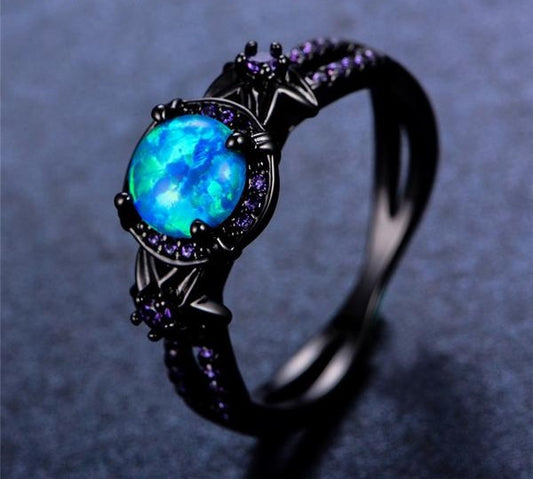 Black Gold Opal Birthstone Ring