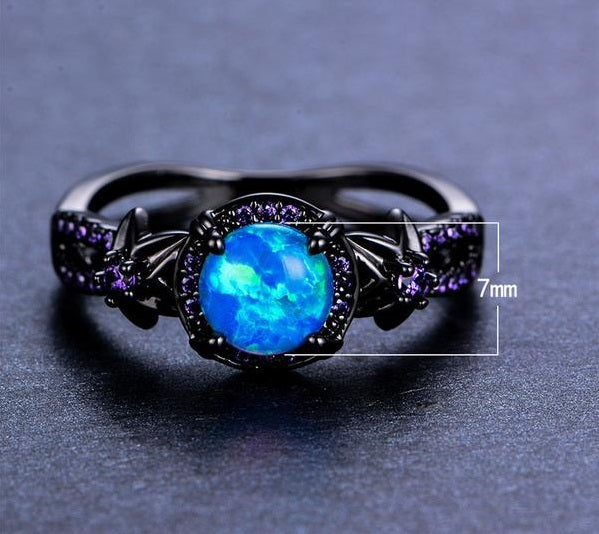 Black Gold Opal Birthstone Ring