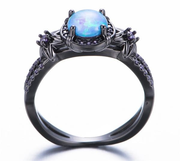 Black Gold Opal Birthstone Ring