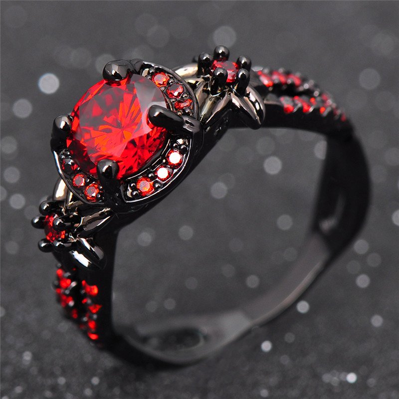 Black Gold Ruby Birthstone Ring