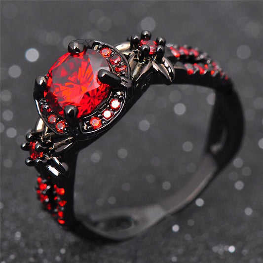 Black Gold Ruby Birthstone Ring