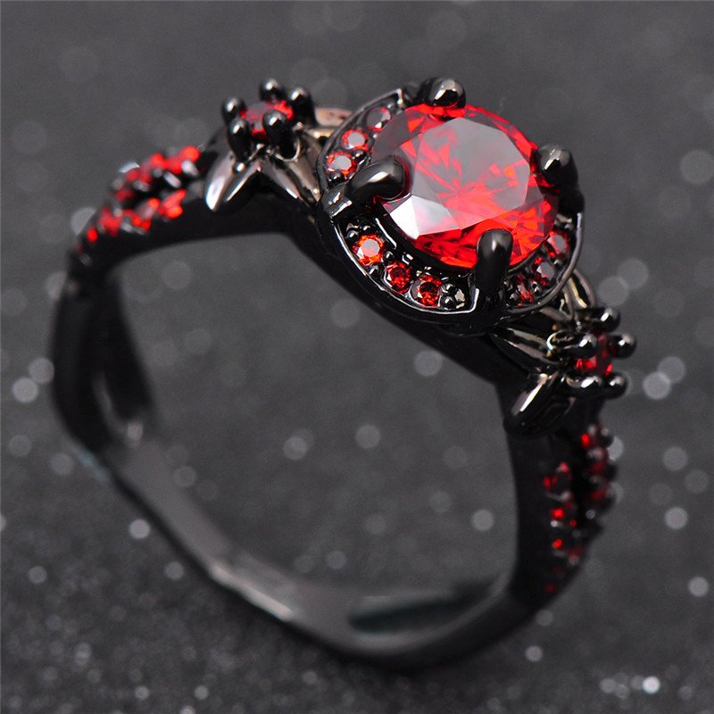 Black Gold Ruby Birthstone Ring