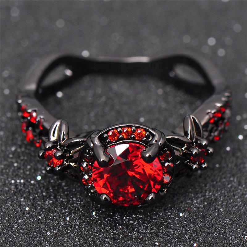 Black Gold Ruby Birthstone Ring