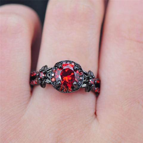 Black Gold Ruby Birthstone Ring