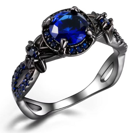 Black Gold Sapphire Birthstone Ring