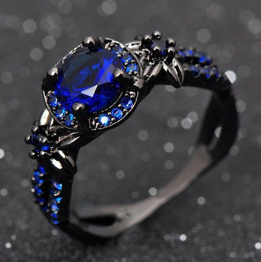 Black Gold Sapphire Birthstone Ring